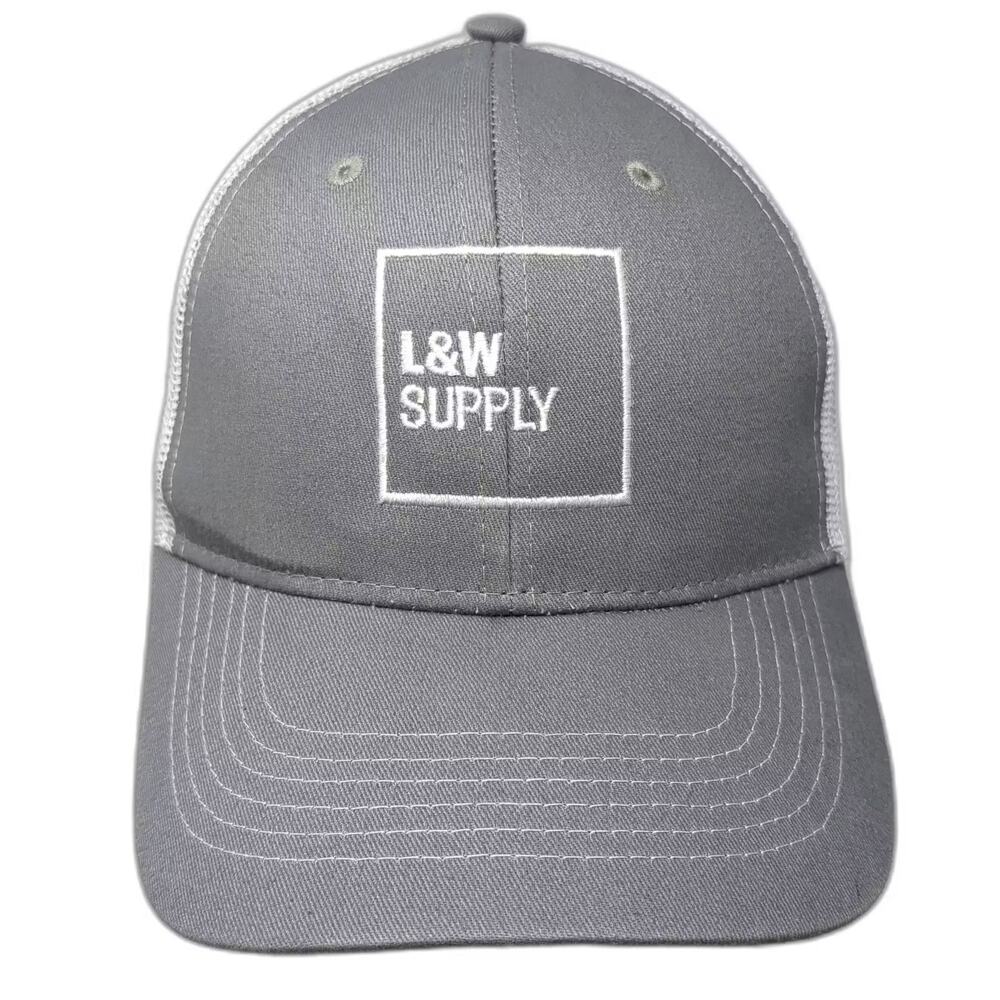 Hit L&W Supply Trucker Hat Gray White One Size Snapback Mesh Back Adjustable